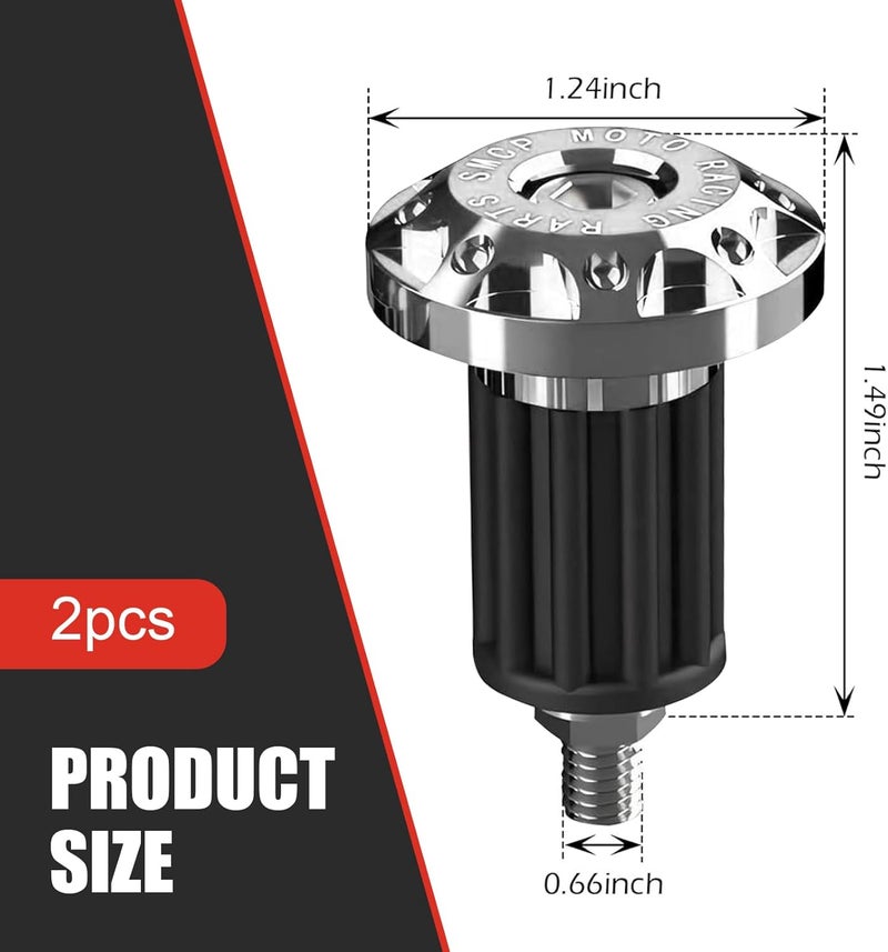Zosgrew 2 PCS Universal Motorcycle Bar End Plug, Shockproof Handlebar End Caps, 7/8" Aluminum Alloy Handlebar Grip End Caps Replacement, for Most Motorcycles (Silver) - Image 2